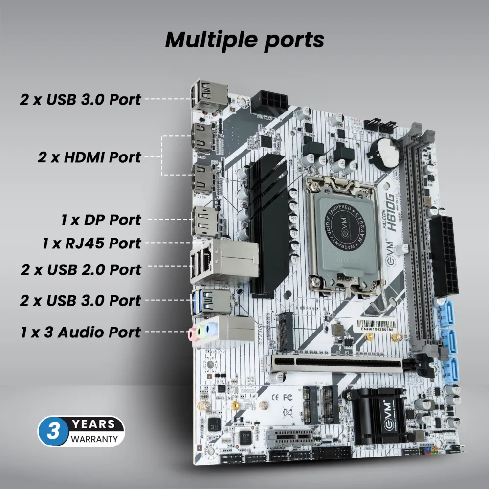 EVM H610G DDR4 Falcon Motherboard For Intel 12th to 14th Gen With NVMe Slot view 5